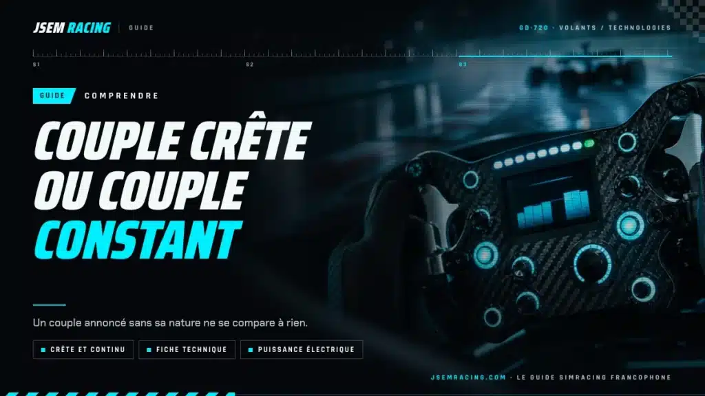 Visuel JSEM Racing : guide couple crête ou couple constant, crête et continu, fiche technique et puissance électrique