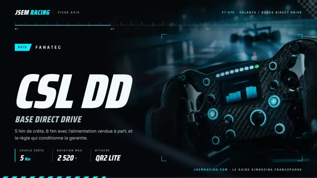 Visuel JSEM Racing : Fanatec CSL DD avis, base direct drive