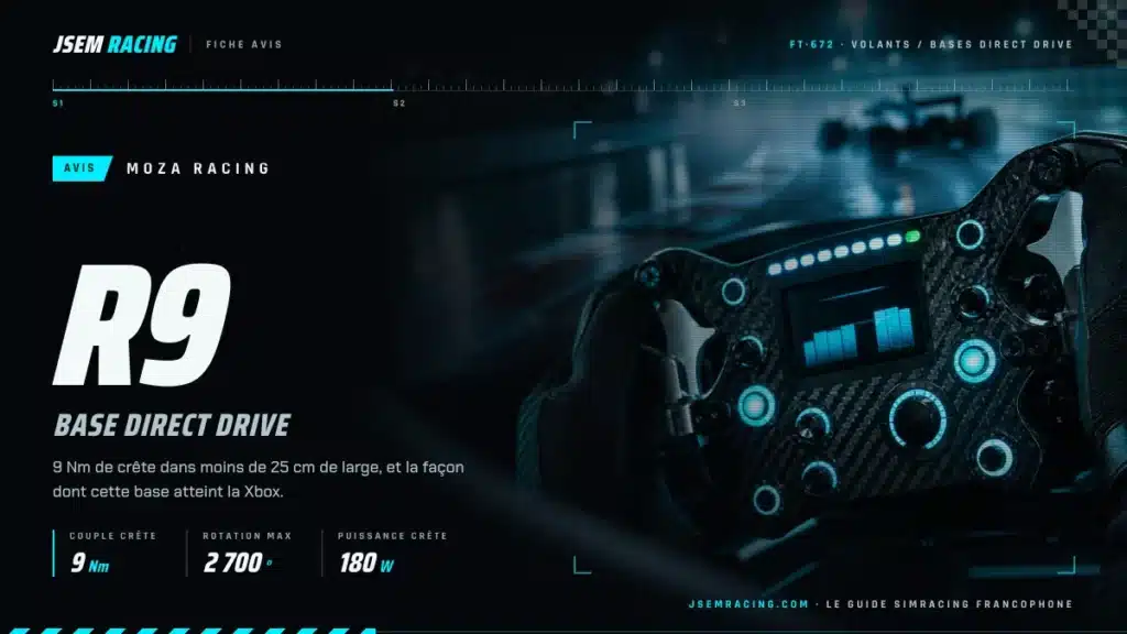 Visuel JSEM Racing : MOZA R9 avis, base direct drive