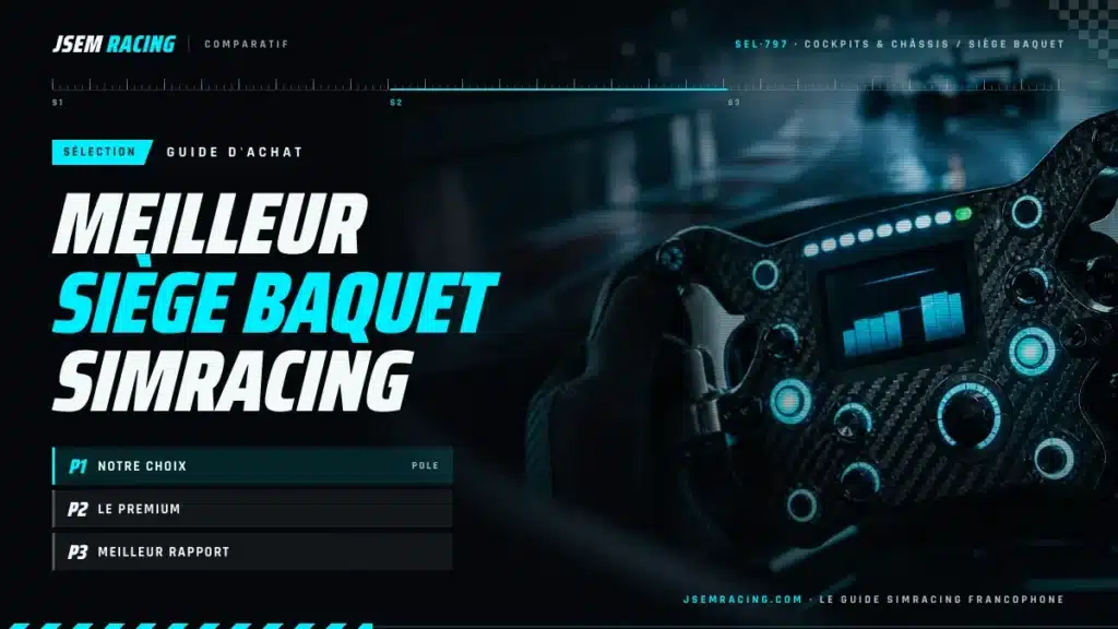 Visuel JSEM Racing : meilleur siège baquet simracing, avec notre choix, le premium et meilleur rapport