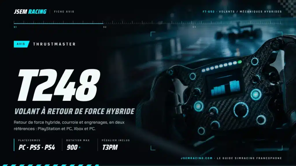 Visuel JSEM Racing : Thrustmaster T248 avis, volant à retour de force hybride