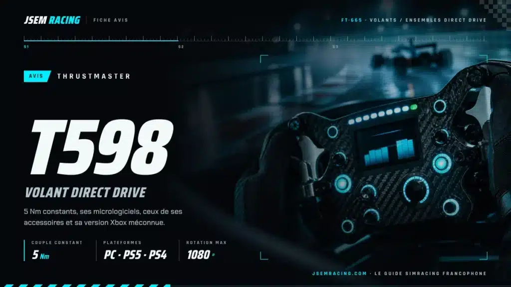 Visuel JSEM Racing : Thrustmaster T598 avis, volant direct drive