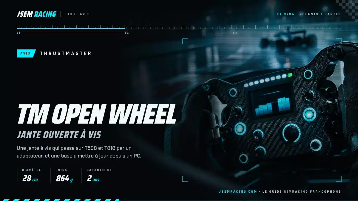 Visuel de l'avis sur la jante Thrustmaster TM Open Wheel : 28 cm, 864 g, garantie de 2 ans