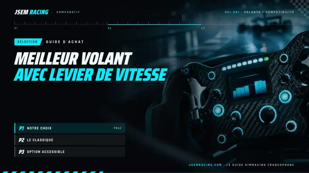 Visuel JSEM Racing : meilleur volant avec levier de vitesse, avec notre choix, le classique et option accessible