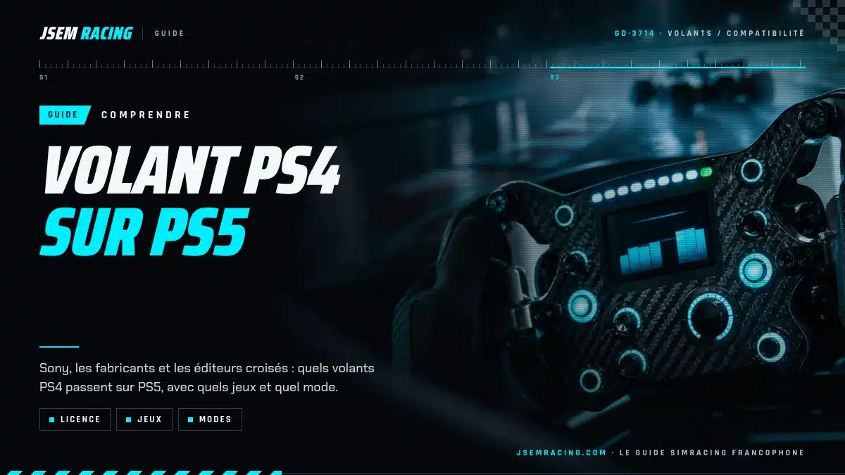 Visuel du guide volant PS4 sur PS5 : licence, jeux et modes